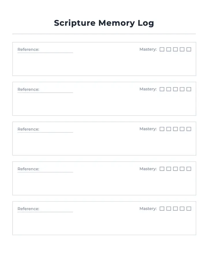 Scripture Memory Log printable template — Faith