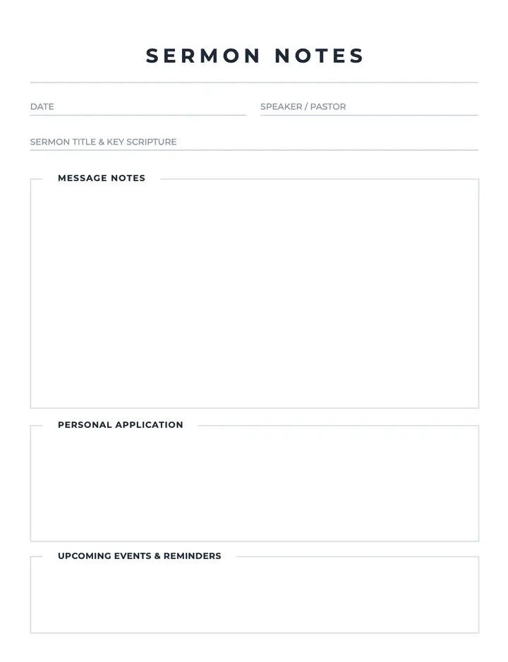 Sermon Notes printable template — Faith
