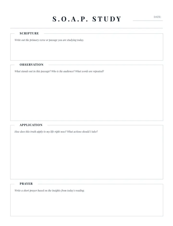 S.O.A.P. Study printable template — Faith