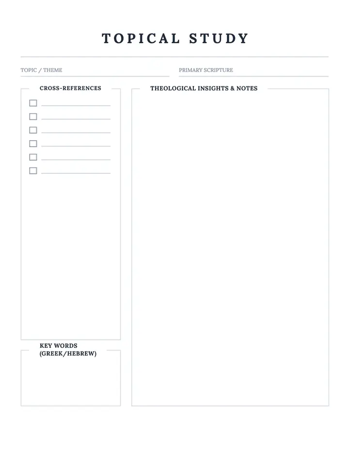 Topical Study printable template — Faith