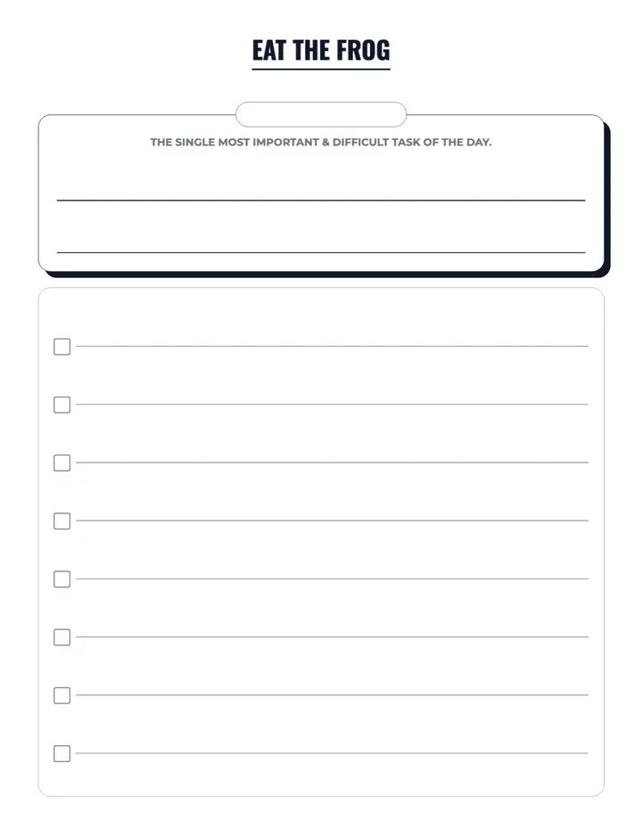 Eat The Frog printable template — Productivity