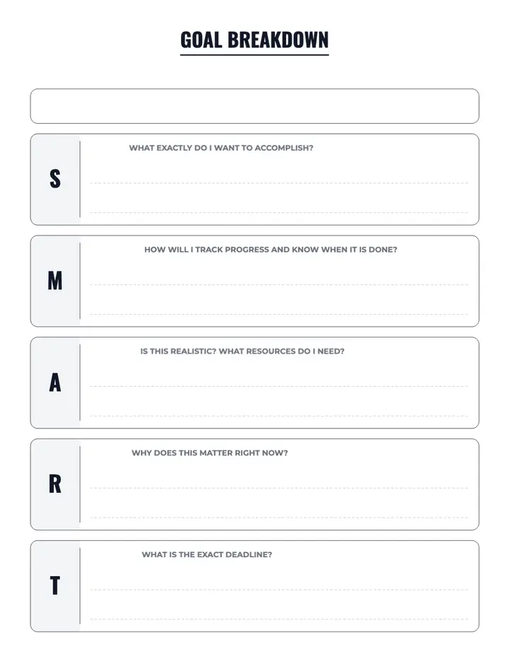 S.M.A.R.T Goals printable template — Goals