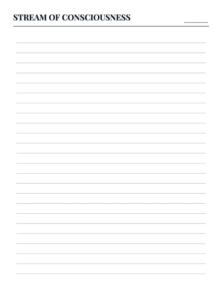 Stream of Consciousness printable template — Productivity