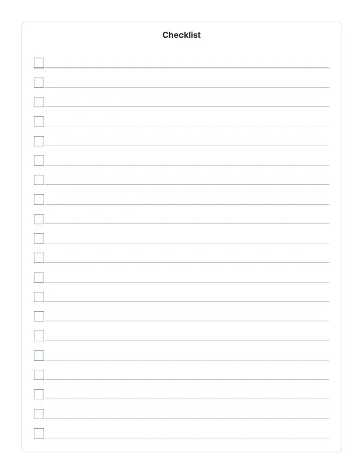 Checklist — Simple printable template — Checklists