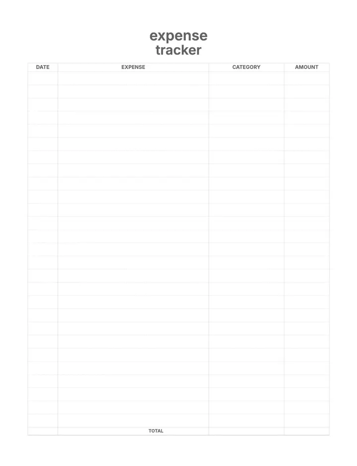 Expense Tracker printable template — Finance