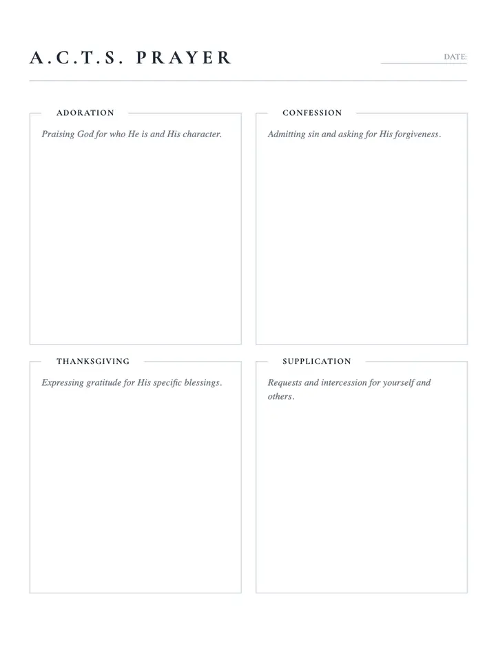 A.C.T.S. Prayer printable template — Faith