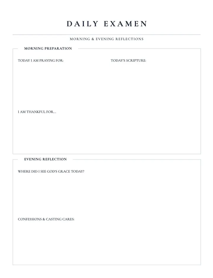 Daily Examen printable template — Faith