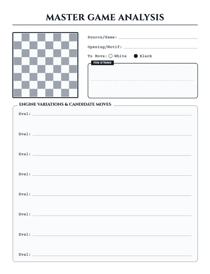 Chess Tactics Board printable template — Games
