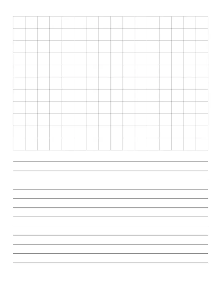 Graph + Ruled Split printable template — Notebook