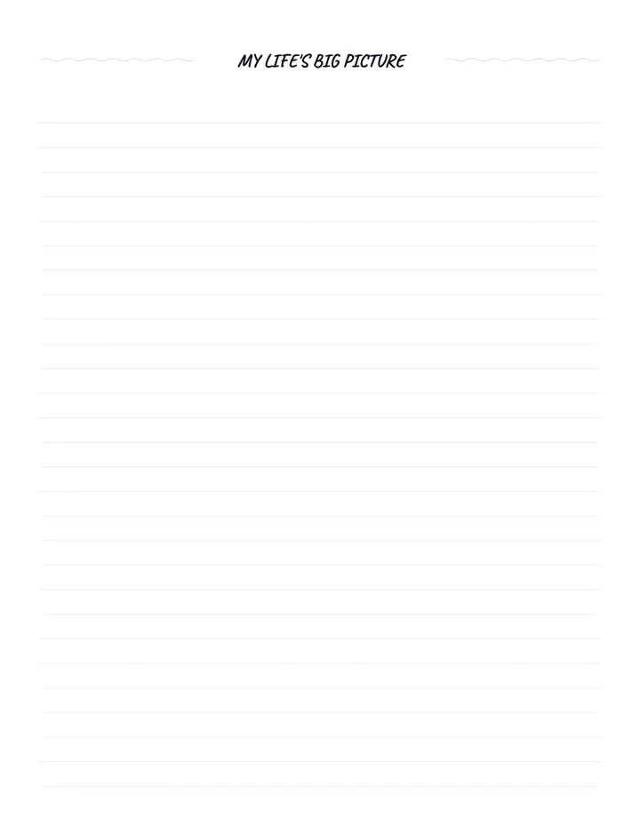 My Life's Big Picture printable template — Goals