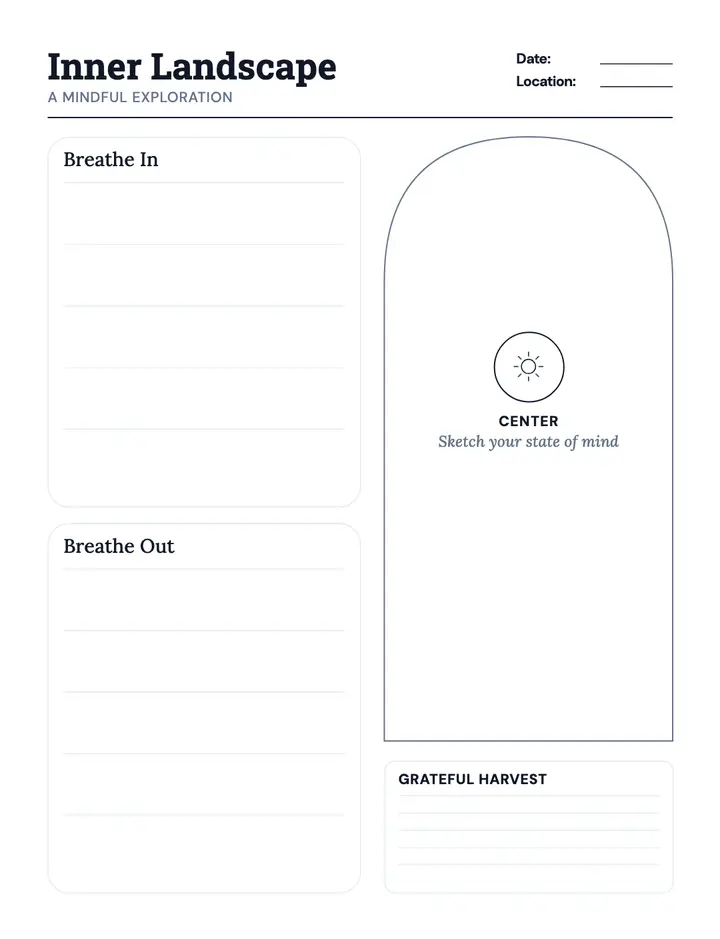 Meditation Journal — Inner Landscape printable template — Health