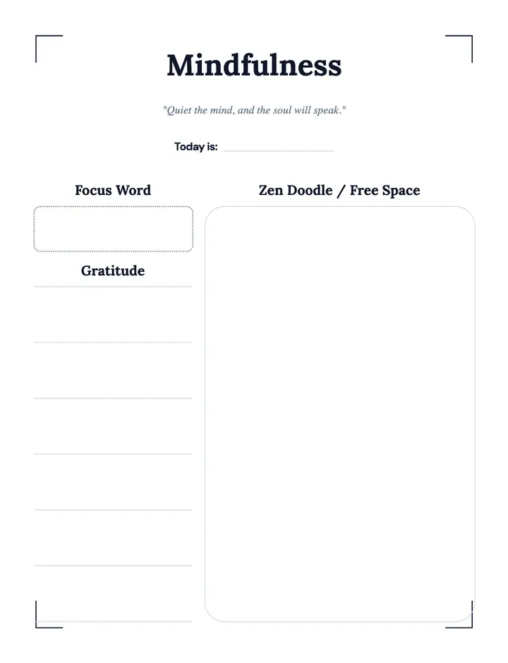 Meditation Journal — Zen Creative printable template — Health
