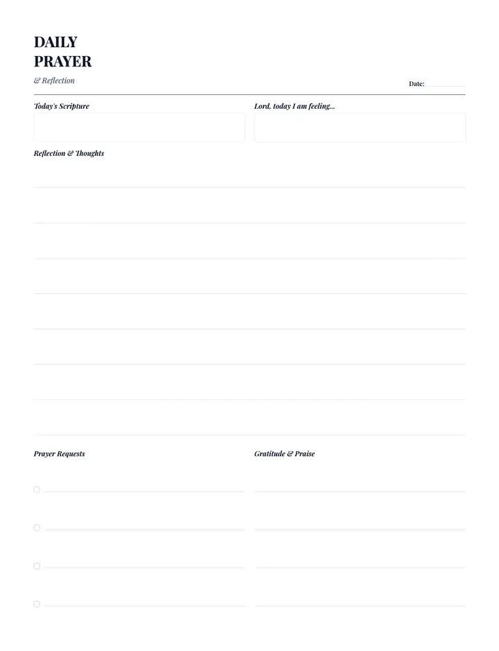 Prayer & Reflection printable template — Faith
