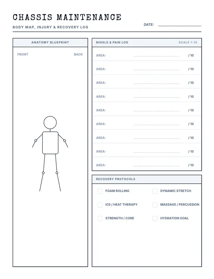 Run Tracker — Body Diagnostics printable template — Fitness