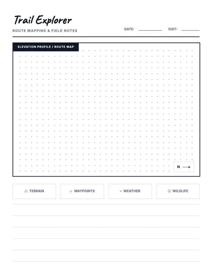 Run Tracker — Trail Sketcher printable template — Fitness