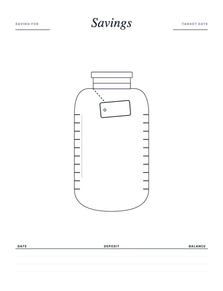 Savings Jar printable template — Finance