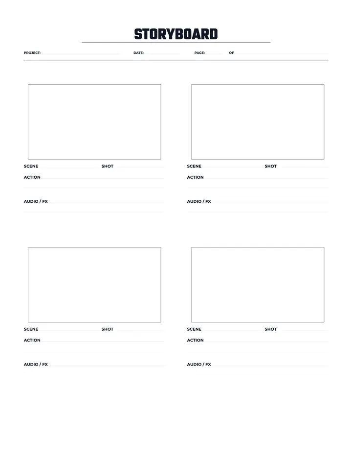 Film Storyboard printable template — Media & Books